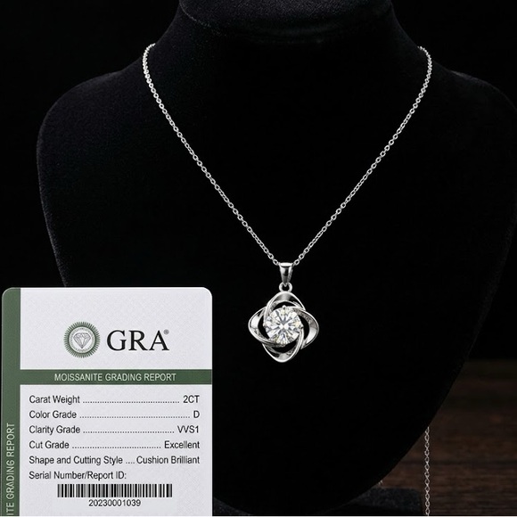 Moissanite Jewelry - New Certified 2CT Cushion-Cut Moissanite Pendant Necklace. Retails $300